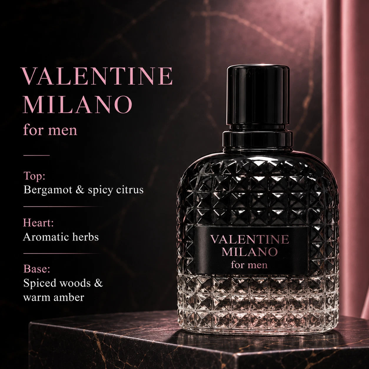 Valentine Milano For Men Eau De Parfum 3.4 fl oz 100 ml Spray EDP Cologne NEW